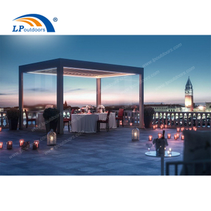 Gray Romantic Outdoor Automatic Aluminum Louvered Roof Gazebo