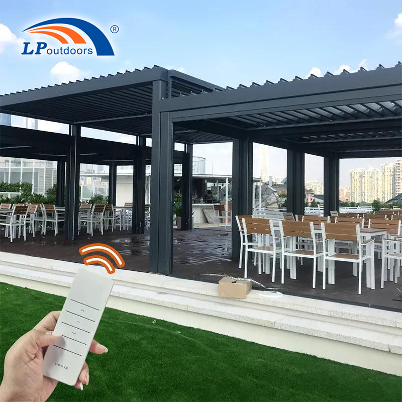 Outdoor Waterproof Aluminum Louvered Roof Shade Roller Screen Bioclimatic Motorized Pergola for Sale