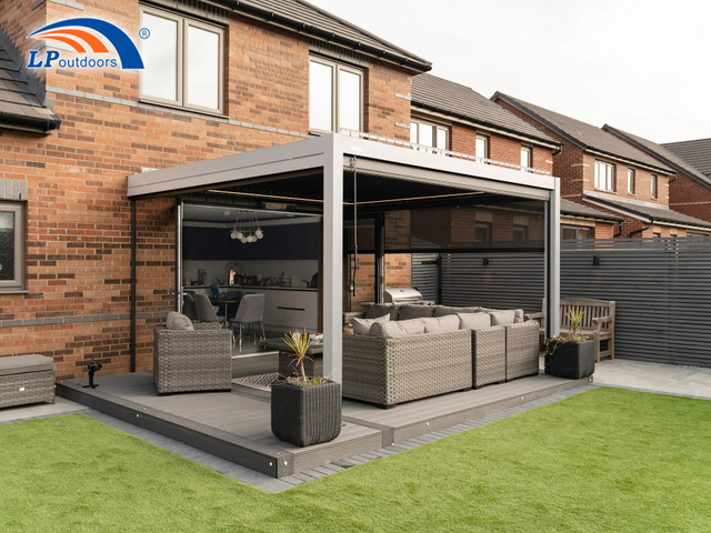 10'x13' 10'x20' Outdoor Louvered Pergola Aluminum Outdoor Deck Garden Patio Gazebo with Adjustable Roof