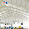 Inside view of 50m clear span structure configured with stage for commercial show