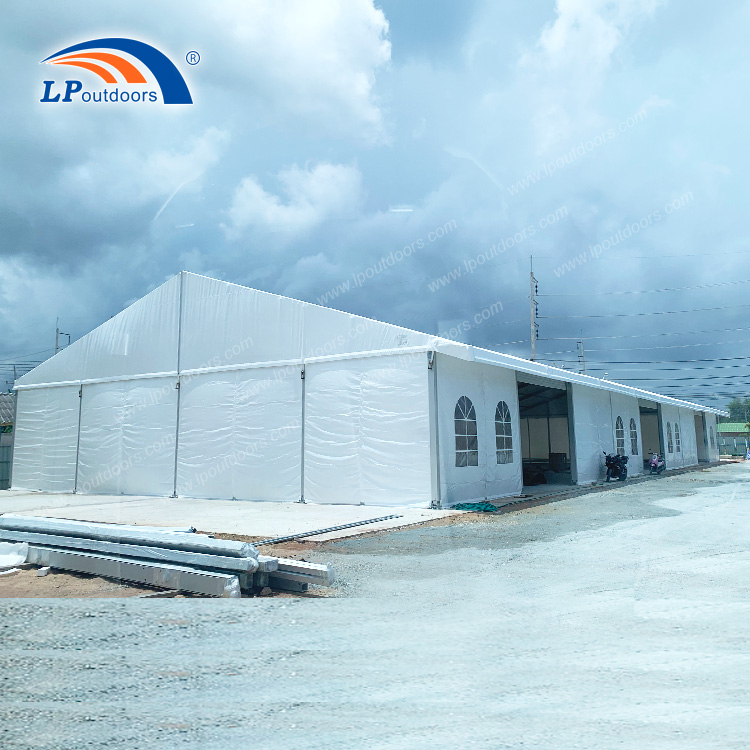 20M white temporary industrial tent as warehouse with sandwich walls