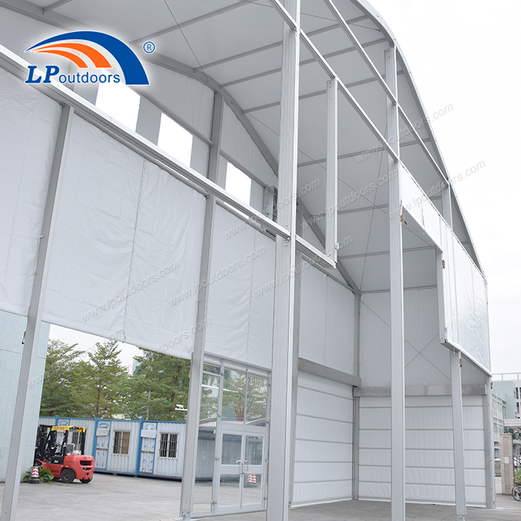 21m Clear Span Double Layer Design 8m Side Height Tent for Warehouse Storage And Large Scale Events with Exhaust Fan