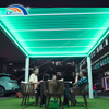 RGB Light Modern Bioclimatic Pergola Gazebo with Motorized Louvered Roof for Backyard