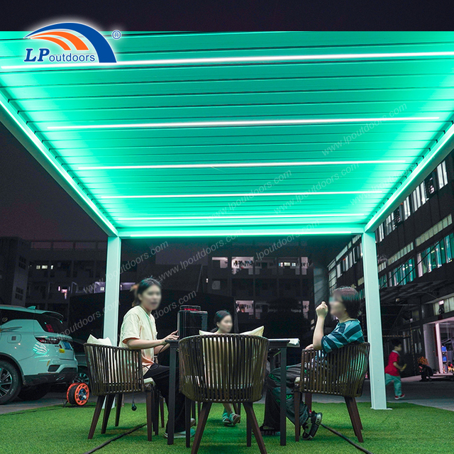 Outdoor Garden Louvre Roof Pergola Awning With Rgb Lighting