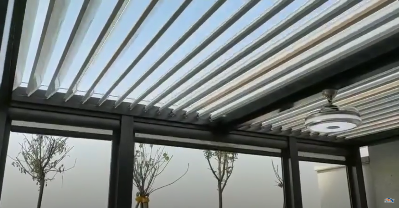 3x6m white remote controlled pavilion powder-coated louver roof of pergola