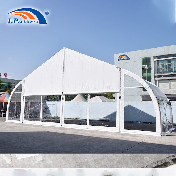 15m Outdoor Clear Span Curve Heart Shape Marquee Tent Aluminum Frame Structure Building with Clear Wall 
