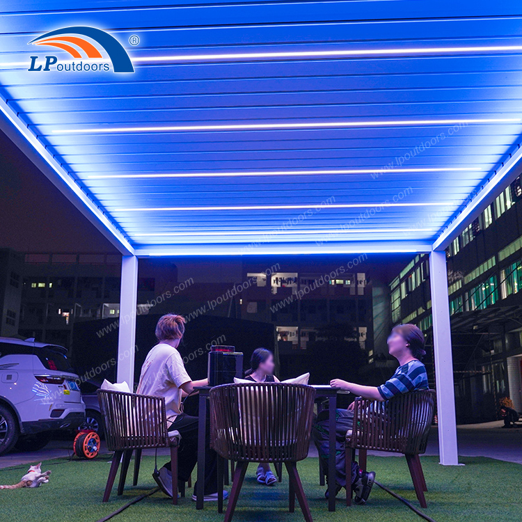 Snow Resistant Aluminum Electric Pergola With RGB Led Strip Light