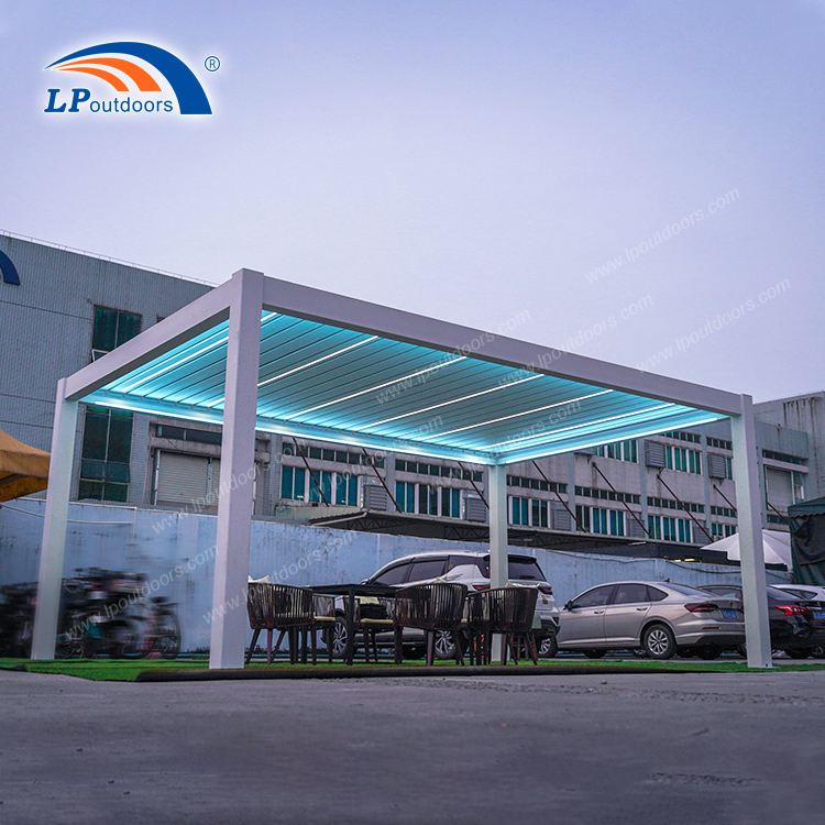 Customized Smart Aluminium Pavilion Pergola Waterproof Sunshade Metal Garden Pergola