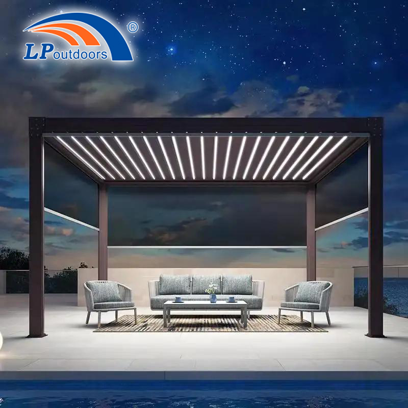 Modern Luxury Design Bioclimatic Awning Cover Waterproof Louvre Roof Louver Gazebo Outdoor Aluminum Pergola