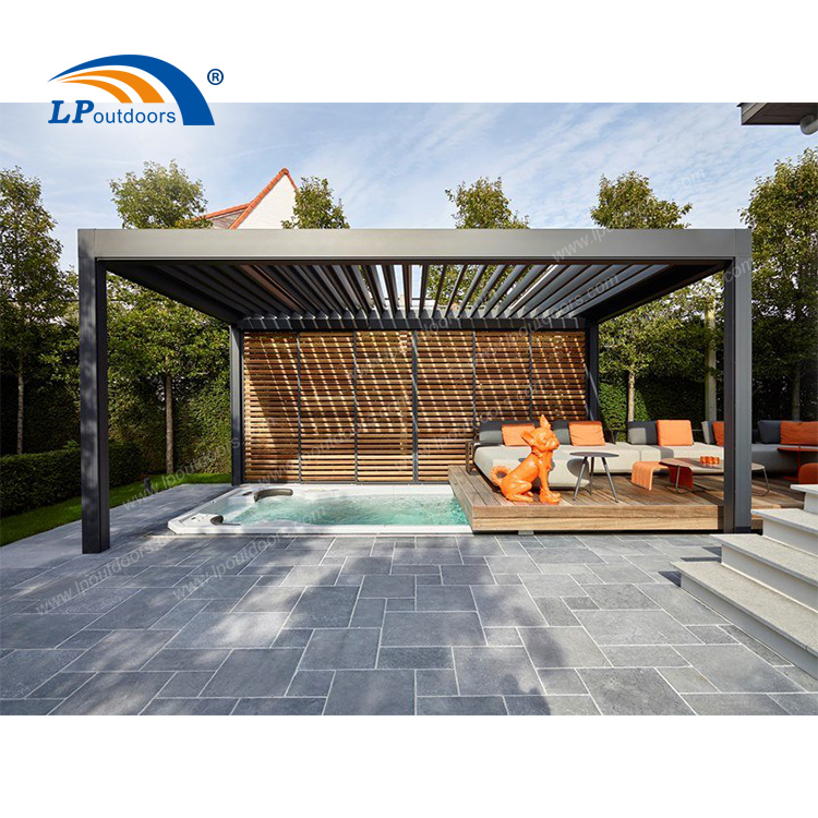 Powder Coated Waterproof Intelligent Automatic Aluminum Pergola Shutter Roof Pavilion