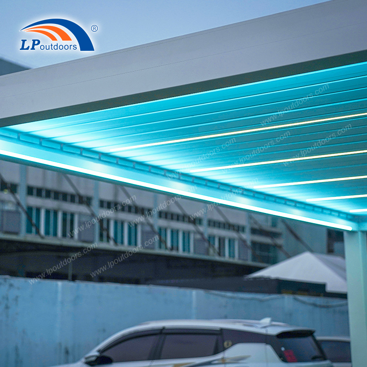 Motorized Modern Designs Swimming Pool Electric Exterior Roof Pergola with LED Lights