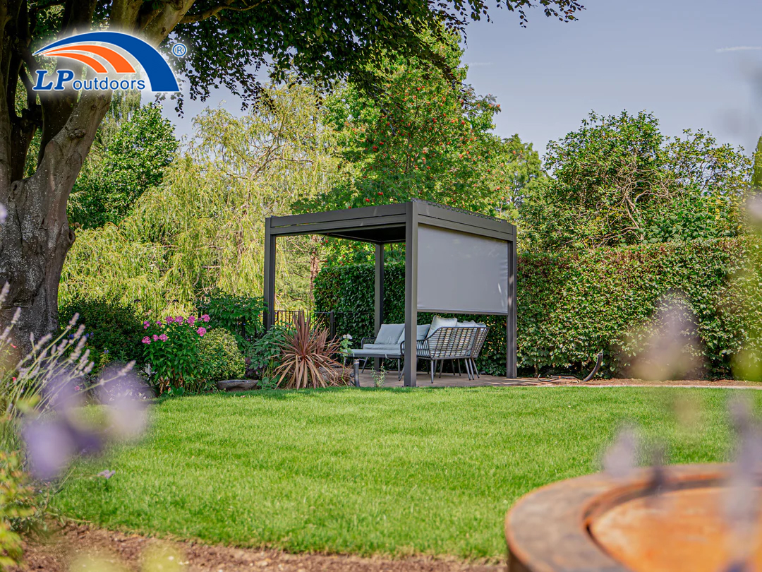 Aluminum Louvered Metal Pavilion Structure And Shelter on The Lawns for Sale