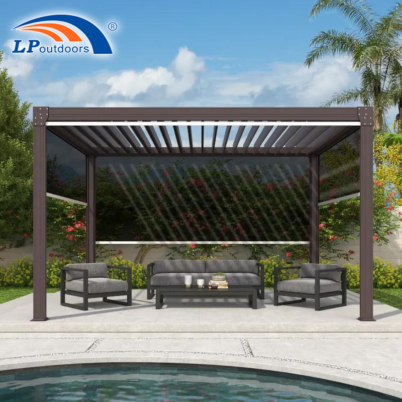 Modern Luxury Design Bioclimatic Awning Cover Waterproof Louvre Roof Louver Gazebo Outdoor Aluminum Pergola