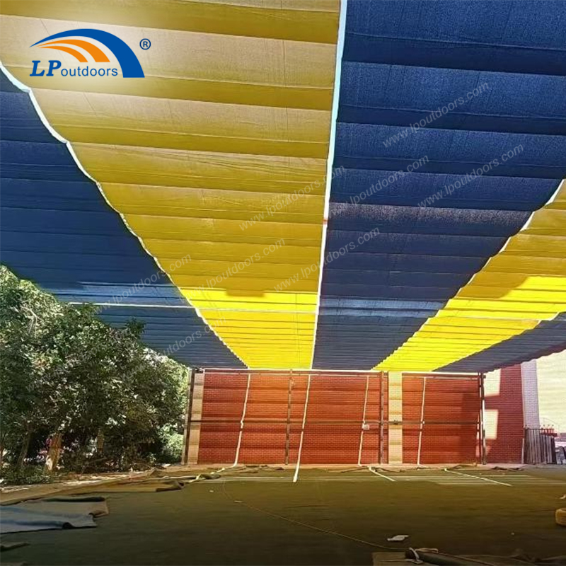 blue-yellow retractable HDPE pergola