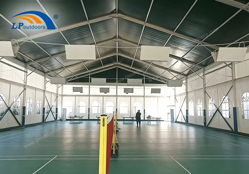 professional sports tent with lights