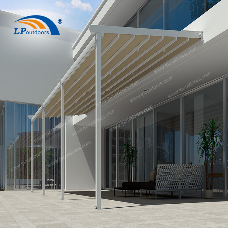 white pergola with light