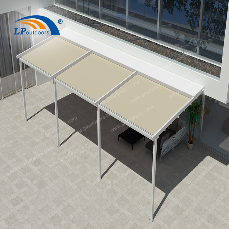 white aluminum folding pergola with light 2
