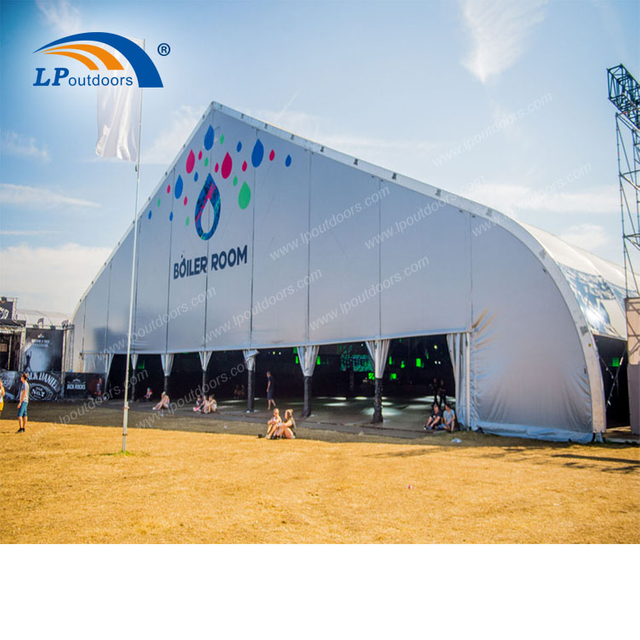 50m white aluminum curve marquee tent for electronic music concert