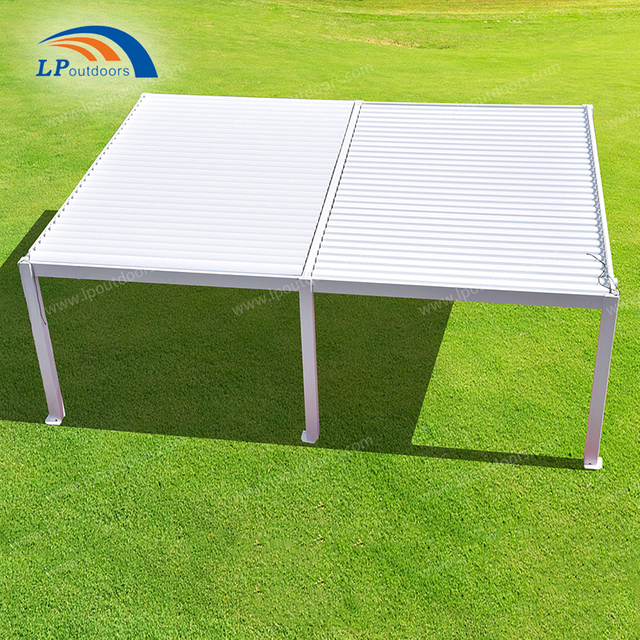 6X8m Outdoor Modern Aluminum Louver Roof Pergola For Commercial Coffee Shop