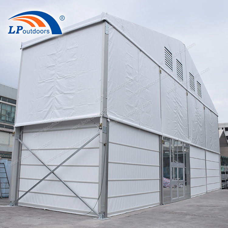 21m Clear Span Double Layer Design 8m Side Height Tent for Warehouse Storage And Large Scale Events with Exhaust Fan