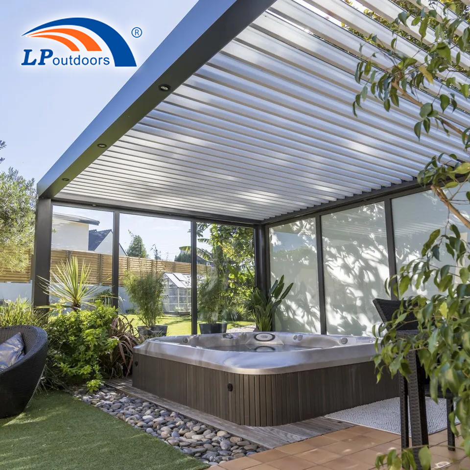Modern Luxury Design Bioclimatic Awning Cover Waterproof Louvre Roof Louver Gazebo Outdoor Aluminum Pergola