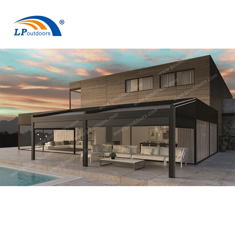 gray folding pergola near the water