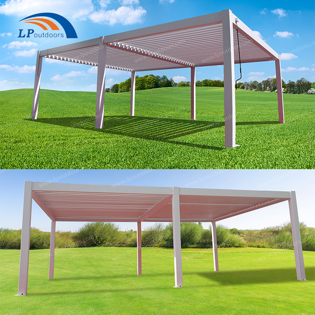 Outdoor Garden Pergola Bioclimatic Aluminum Gazebo Pergola Roof With Adjustable Louvers