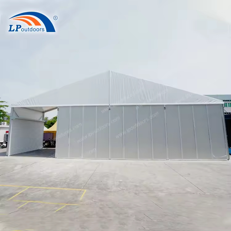 tent with sandwich wall and rolling door