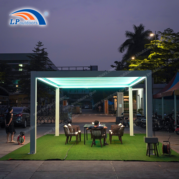 Customized Smart Aluminium Pavilion Pergola Waterproof Sunshade Metal Garden Pergola