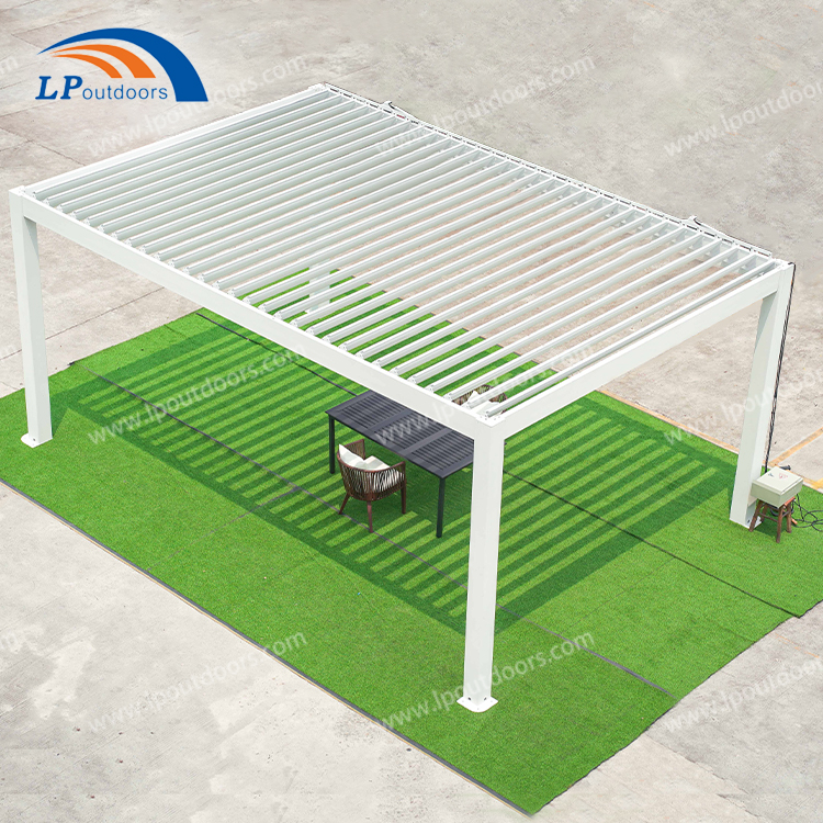 Freestanding Aluminum Bioclimatic Pergola Smart Waterproof Louvered Roof Motorized Shade Gazebo For Outdoor Living