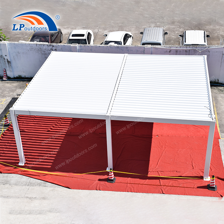 6x8m Morden Outdoor Waterproof Gazebo Aluminum Manual Louver Pergola With LED Lights