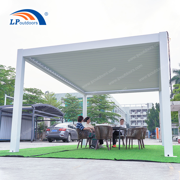 Luxury Patio Waterproof Gazebo Garden Aluminium Outdoor Louvered Hardtop Pergola with LED RGB Light